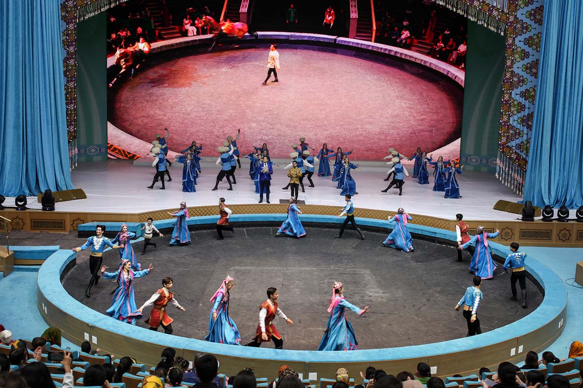 Equestrian group "Galkynysh" performed in the Balkan velayat